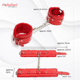 Leather And Fur Red Hand and Ankle Cuffs from ItspleaZure